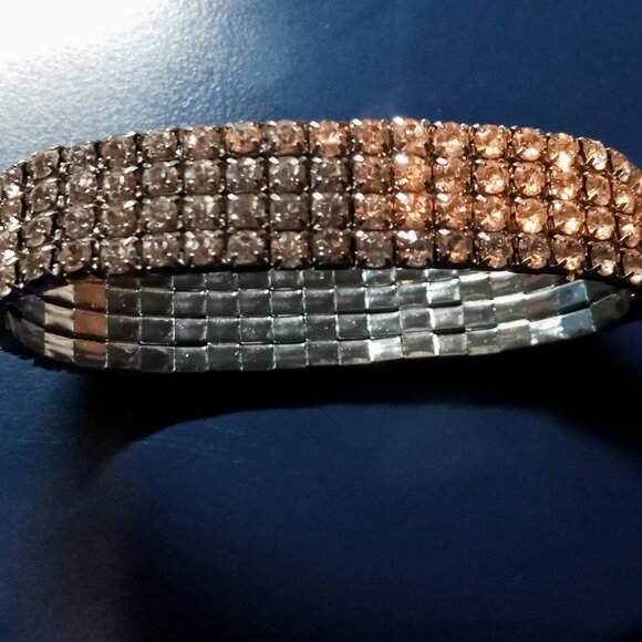 Chic & Stunning Clear Rhinestone 4-Row Stretch Glamorous Bling Cuff Bracelet - Picture 2 of 10